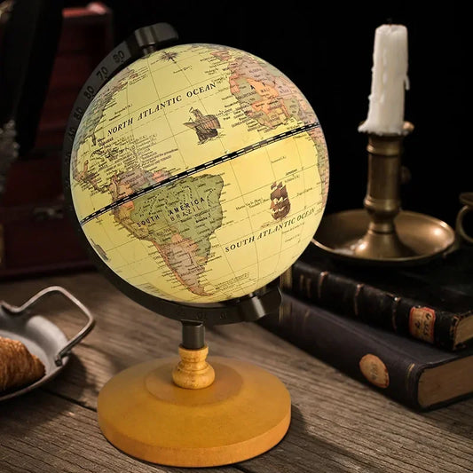 Globo Educativo 22cm para Crianças Supercuriosas – Base de Madeira, Estilo Retrô, Mapa em Inglês