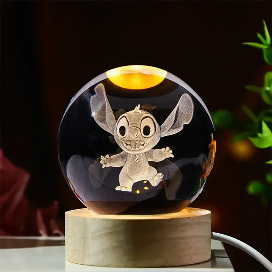 Mini Bola de Cristal 3D Luminosa Lilo & Stitch